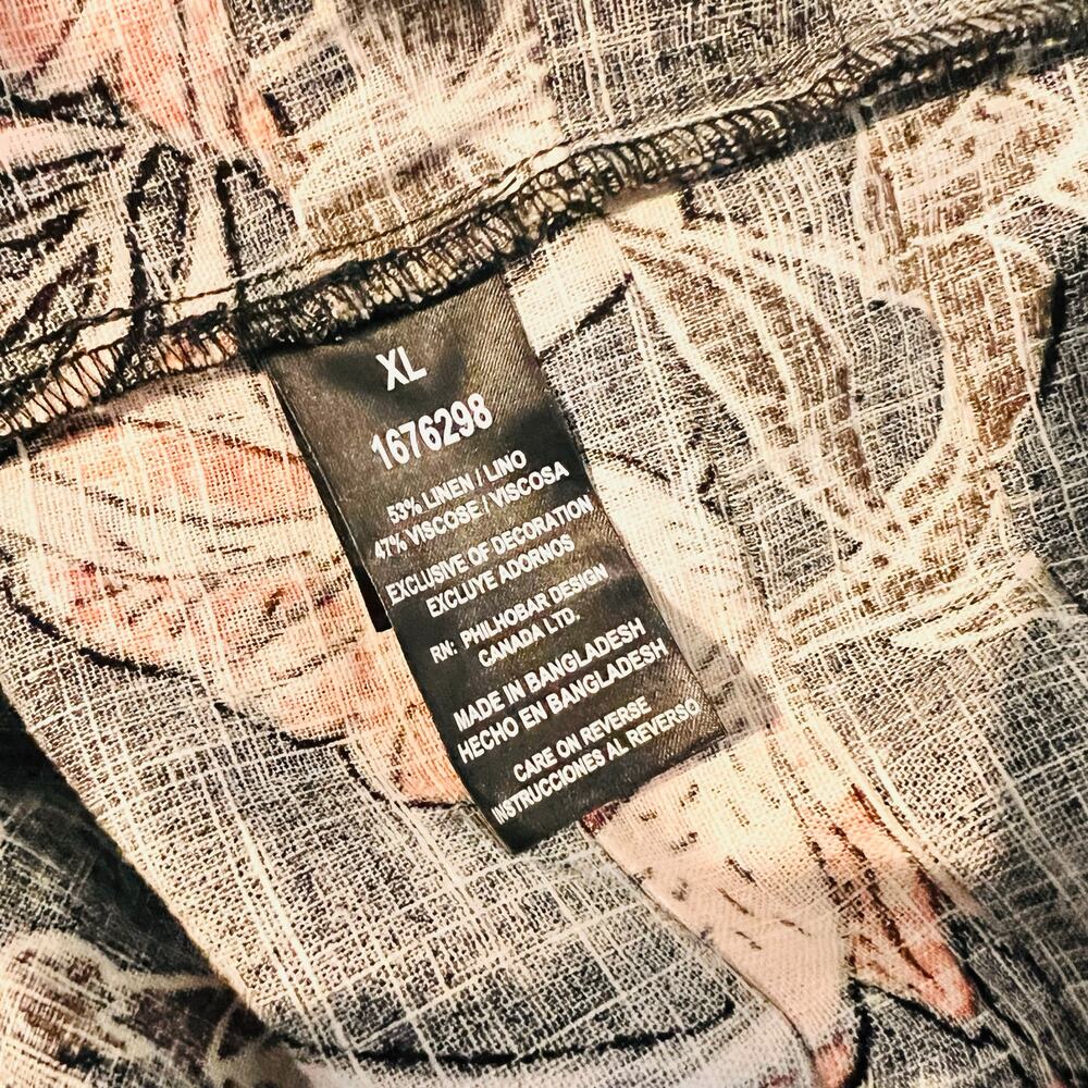 Nicole Miller Linen Blend Floral Short Sleeve Dress Size XL NEW Black Multi - Picture 6 of 9